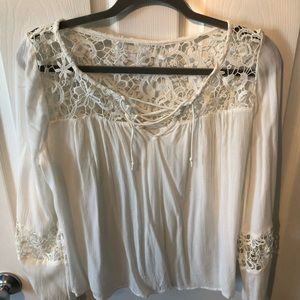 Hollister white long sleeve blouse